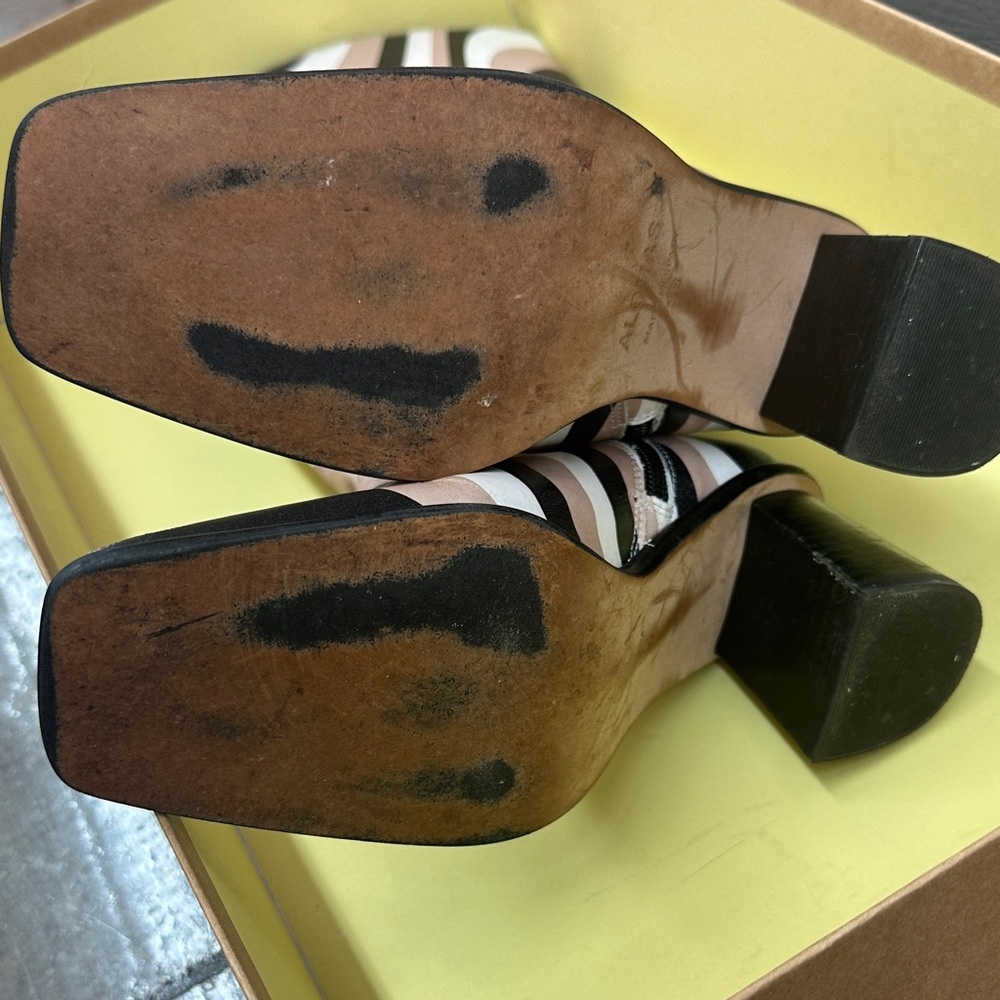 ALOHAS Black and Cream Swirl Heeled Boots - Picture 2 of 4